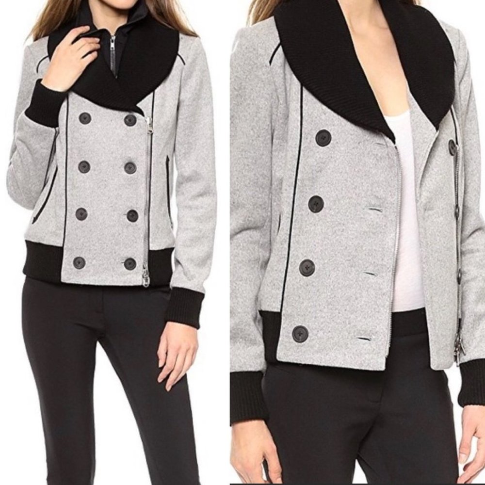 Veronica Beard Gray and Black Double-Breasted Jacket